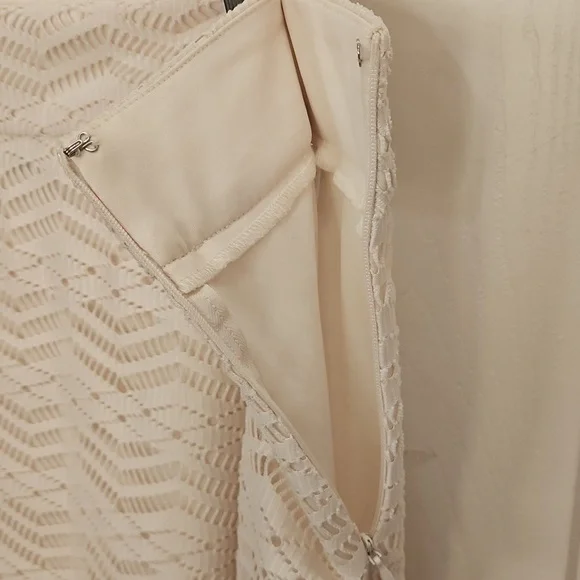 Cato Cream Fringe Crochet-look Lace / Openwork Knit Knee Length Skirt Sz 14 - Picture 7 of 9